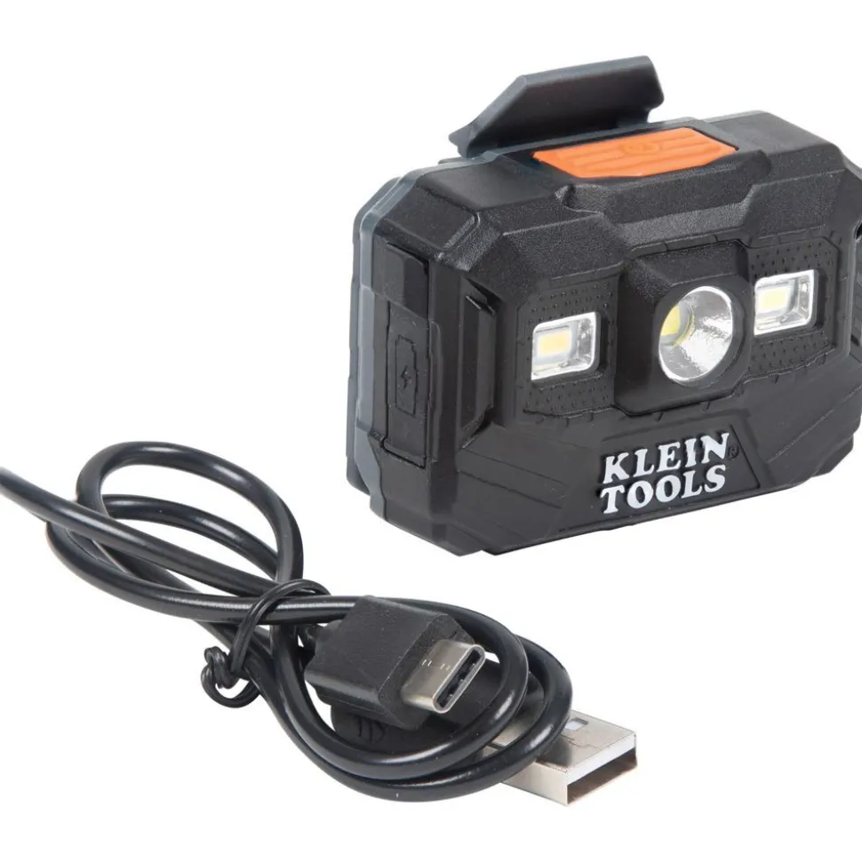 Klein Tools Vented-Class C Safety Helmet with Rechargeable Headlamp - White