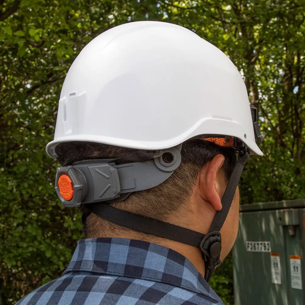 Klein Tools Vented-Class C Safety Helmet with Rechargeable Headlamp - White
