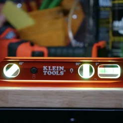 Klein Tools Water/Impact Resistant Lighted Torpedo Level with Magnet, 3 Vials and V-Groove