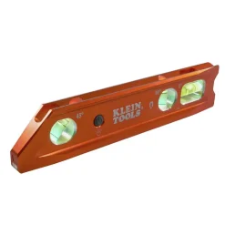 Klein Tools Water/Impact Resistant Lighted Torpedo Level with Magnet, 3 Vials and V-Groove