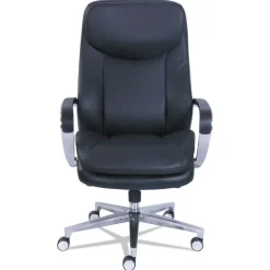 La-Z-Boy Commercial 2000 High-Back Executive Chair, Supports Up To 300 Lb, 20.25-in To 23.25-in Seat Height, Black Seat/back, Silver Base