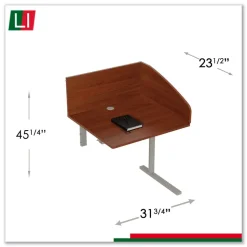 Linea Italia 31.25 in. x 23.25 in. x 45.25 in. 1-Leg Study Carrell Add On - Cherry
