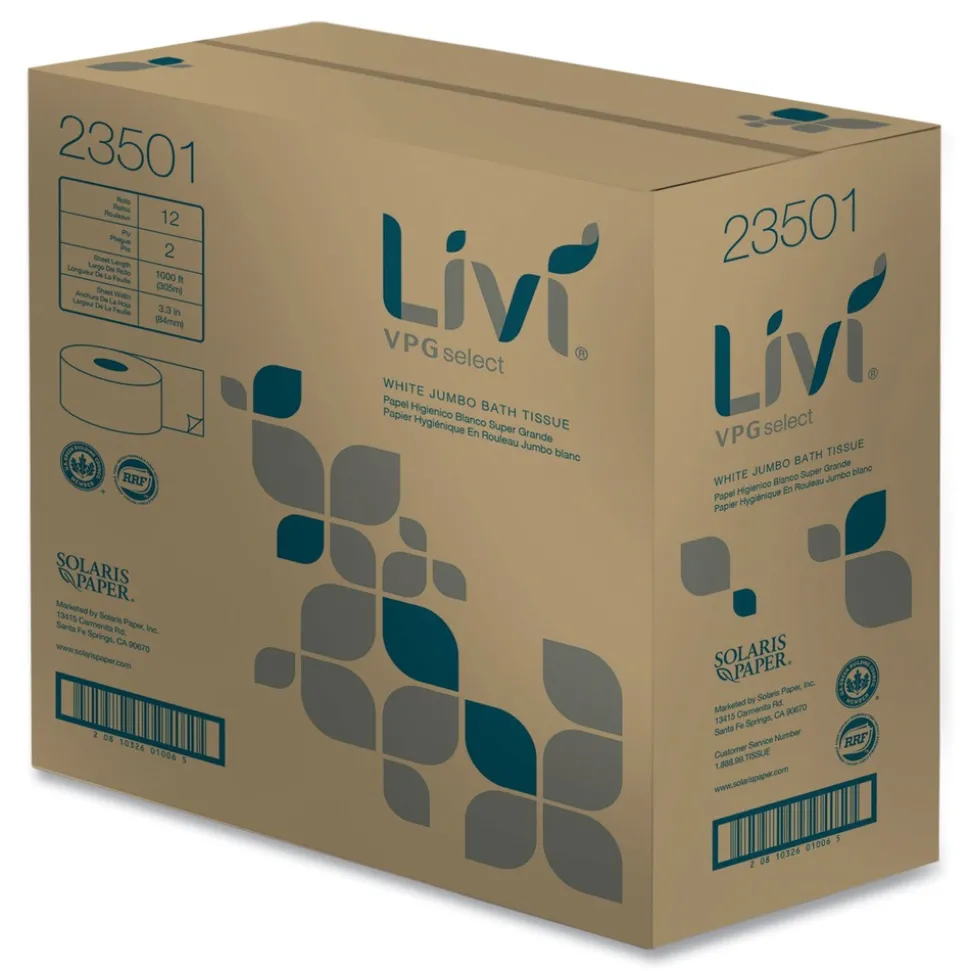 Livi VPG Select 3.3 in. x 1000 ft. 2-Ply Jumbo Bath Tissue - White (1-Carton)