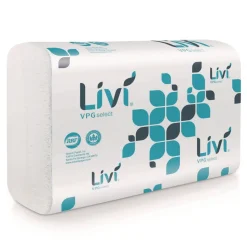Livi VPG Select 9.45 in. x 9.06 in. 1-Ply Multifold Towel - White (16/Carton)