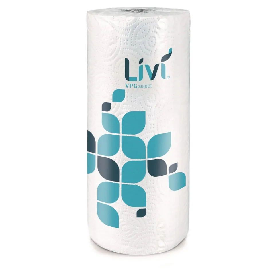 Livi VPG Select 10.98 in. x 9.98 in. 2-Ply Kitchen Roll Towel - White (30 Rolls/Carton)
