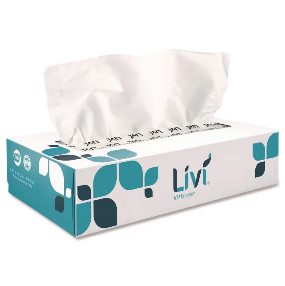 Livi VPG Select 2-Ply Flat Box Facial Tissue - White (30 Boxes/Carton)