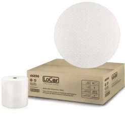 LoCor 8 in. x 800 ft. 1-Ply Hard Wound Roll Towel - White (6/Carton)