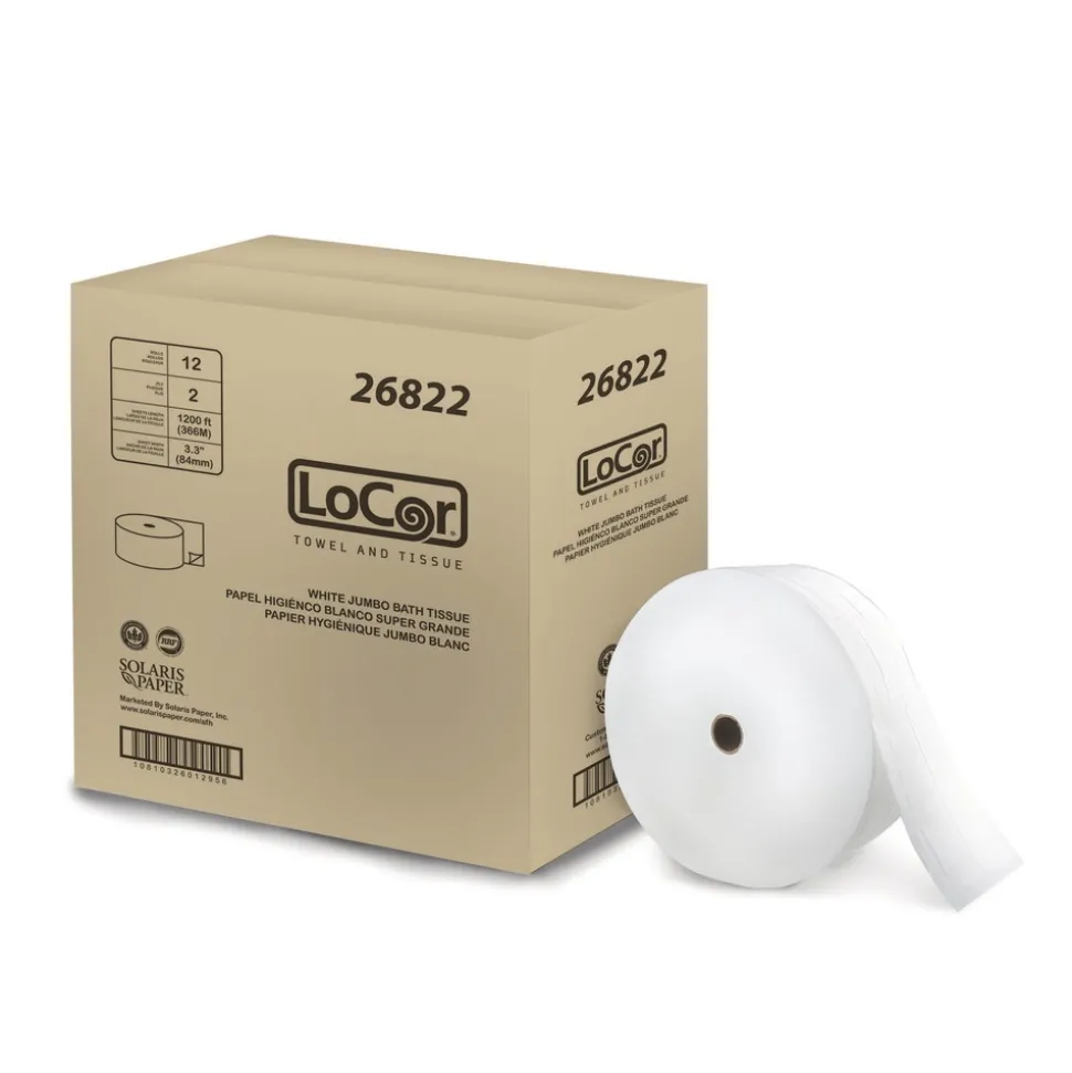 LoCor 3.3 x 1200 ft. 2-Ply Jumbo Bath Tissue - White (1-Carton)