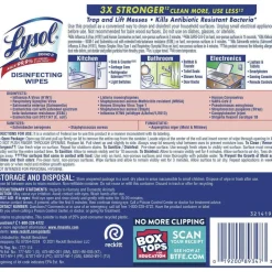 LYSOL Brand 19200-89347 7 in. x 7.25 in. 1-Ply Disinfecting Wipes - Early Morning Breeze, White (6 Canisters/Carton)