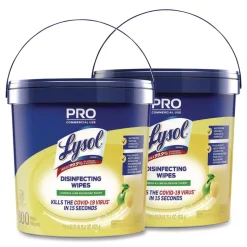 LYSOL Brand 19200-99856 6 in. x 8 in. 1-Ply Professional Disinfecting Wipe Bucket - Lemon and Lime Blossom White (2/Carton)