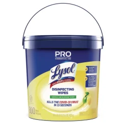 LYSOL Brand 19200-99856 6 in. x 8 in. 1-Ply Professional Disinfecting Wipe Bucket - Lemon and Lime Blossom White (2/Carton)