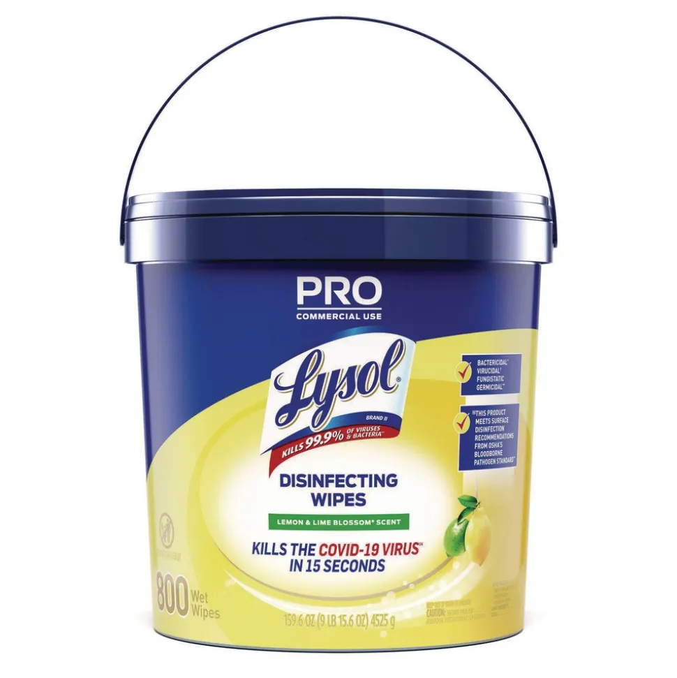 LYSOL Brand 19200-99856 6 in. x 8 in. 1-Ply Professional Disinfecting Wipe Bucket - Lemon and Lime Blossom White (2/Carton)