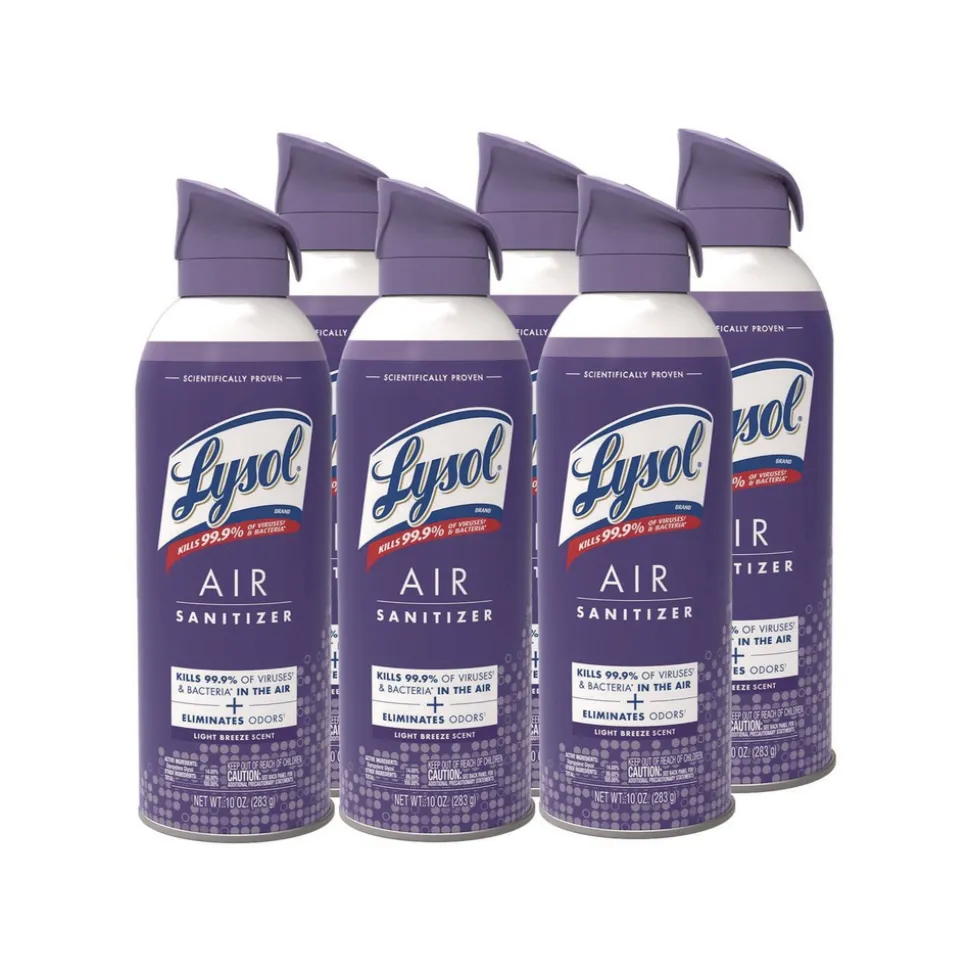 LYSOL Brand 19200-99394 10 oz Aerosol Can Air Sanitizer Spray - Light Breeze Scent (6/Carton)