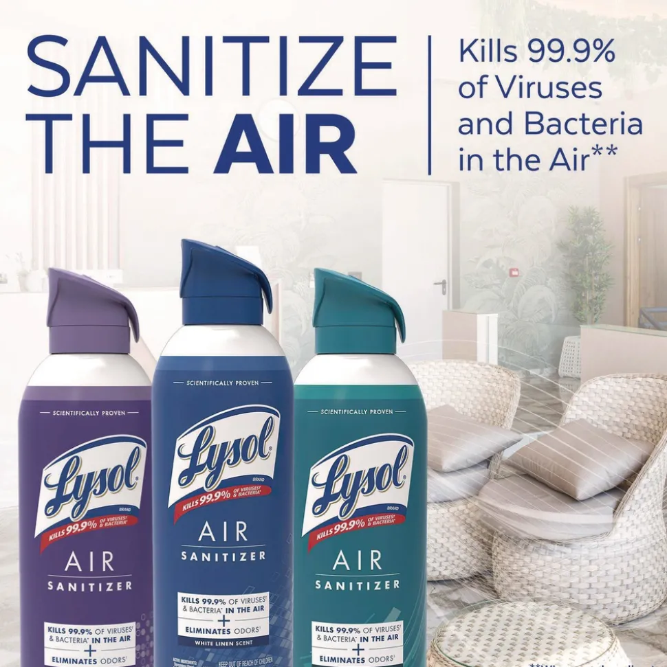 LYSOL Brand 19200-99394 10 oz Aerosol Can Air Sanitizer Spray - Light Breeze Scent (6/Carton)