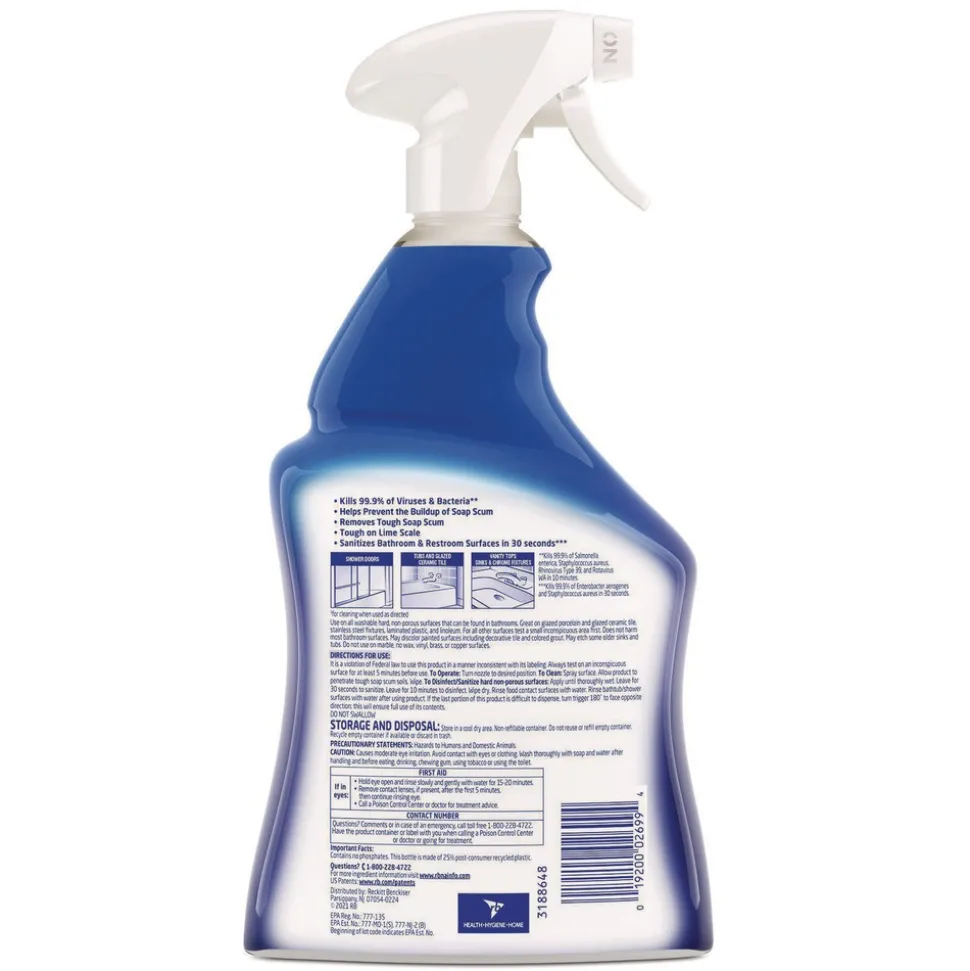 LYSOL Brand 19200-02699 32 oz. Spray Bottle Liquid Disinfectant Power Bathroom Foamer - Atlantic Fresh Scent (12/Carton)