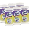 LYSOL Brand 7 in. x 7.5 in. 1-Ply Dual Action Disinfecting Wipes - Citrus, White/Purple (6 Canisters/Carton)