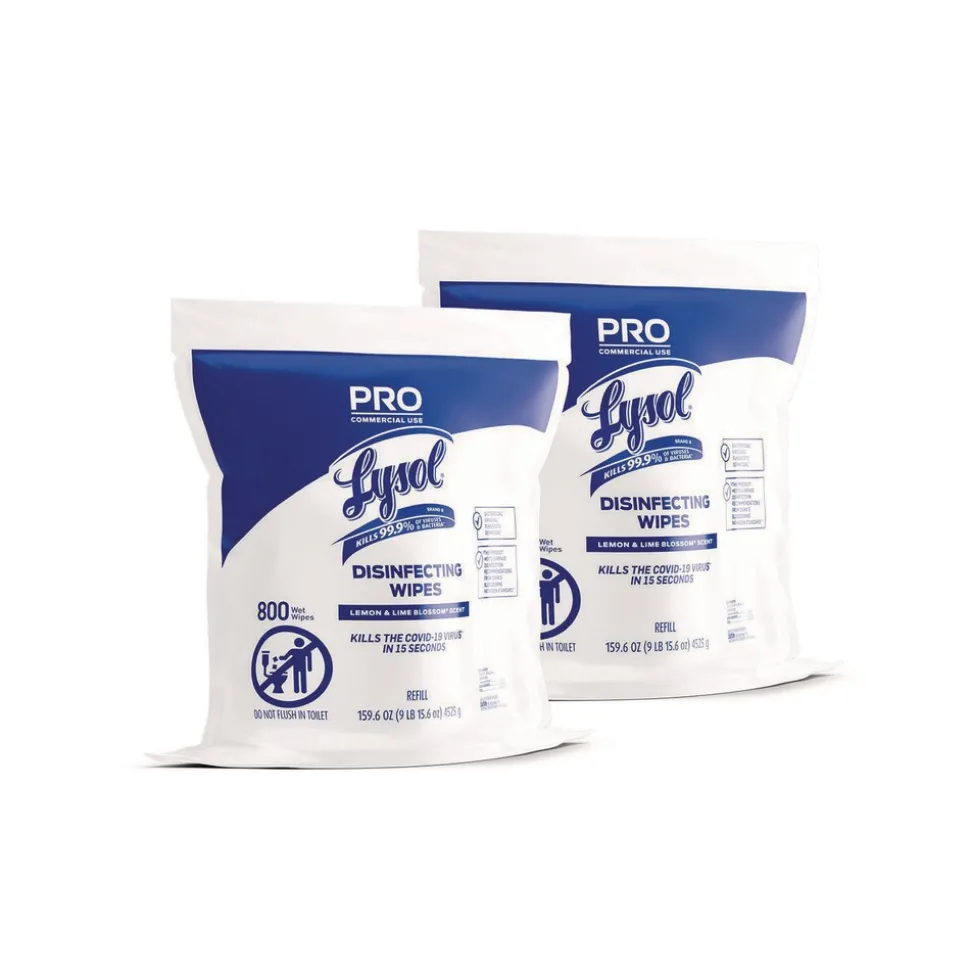 LYSOL Brand 6 in. x 8 in. 1-Ply Professional Disinfecting Wipe Bucket Refill - Lemon and Lime Blossom White (2/Carton)