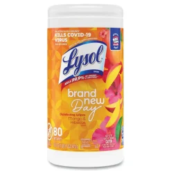 LYSOL Brand 7 in. x 7.25 in. 1-Ply Disinfecting Wipes - Mango and Hibiscus/White