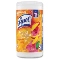 LYSOL Brand 7 in. x 7.25 in. 1-Ply Disinfecting Wipes - Mango and Hibiscus/White