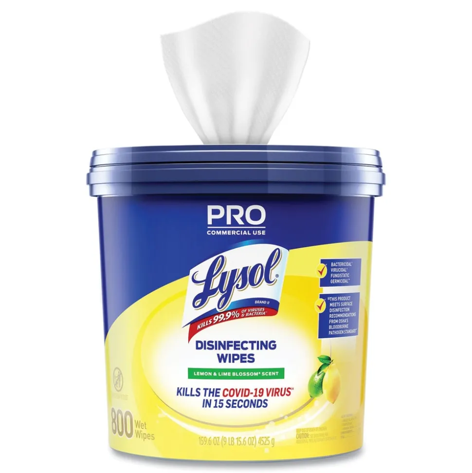 LYSOL Brand 6 in. x 8 in. 1-Ply Professional Disinfecting Wipe Bucket - Lemon and Lime Blossom White