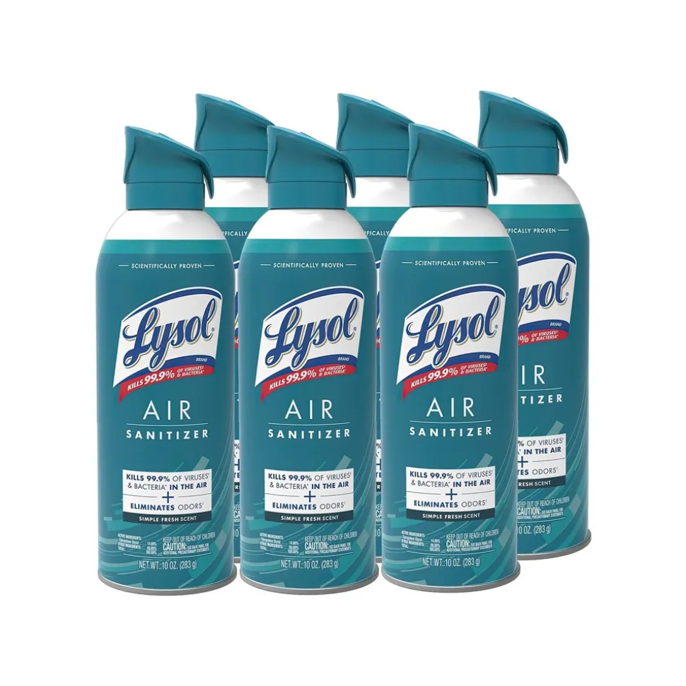 LYSOL Brand 10 oz Aerosol Air Sanitizer Spray - Simple Fresh (6/Carton)