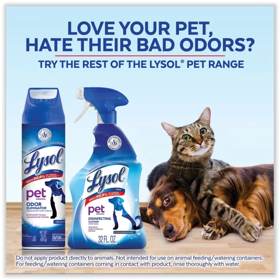 LYSOL Brand 15 oz. Aerosol Disinfectant Spray II Pet Odor Eliminator - Fresh (12/Carton)