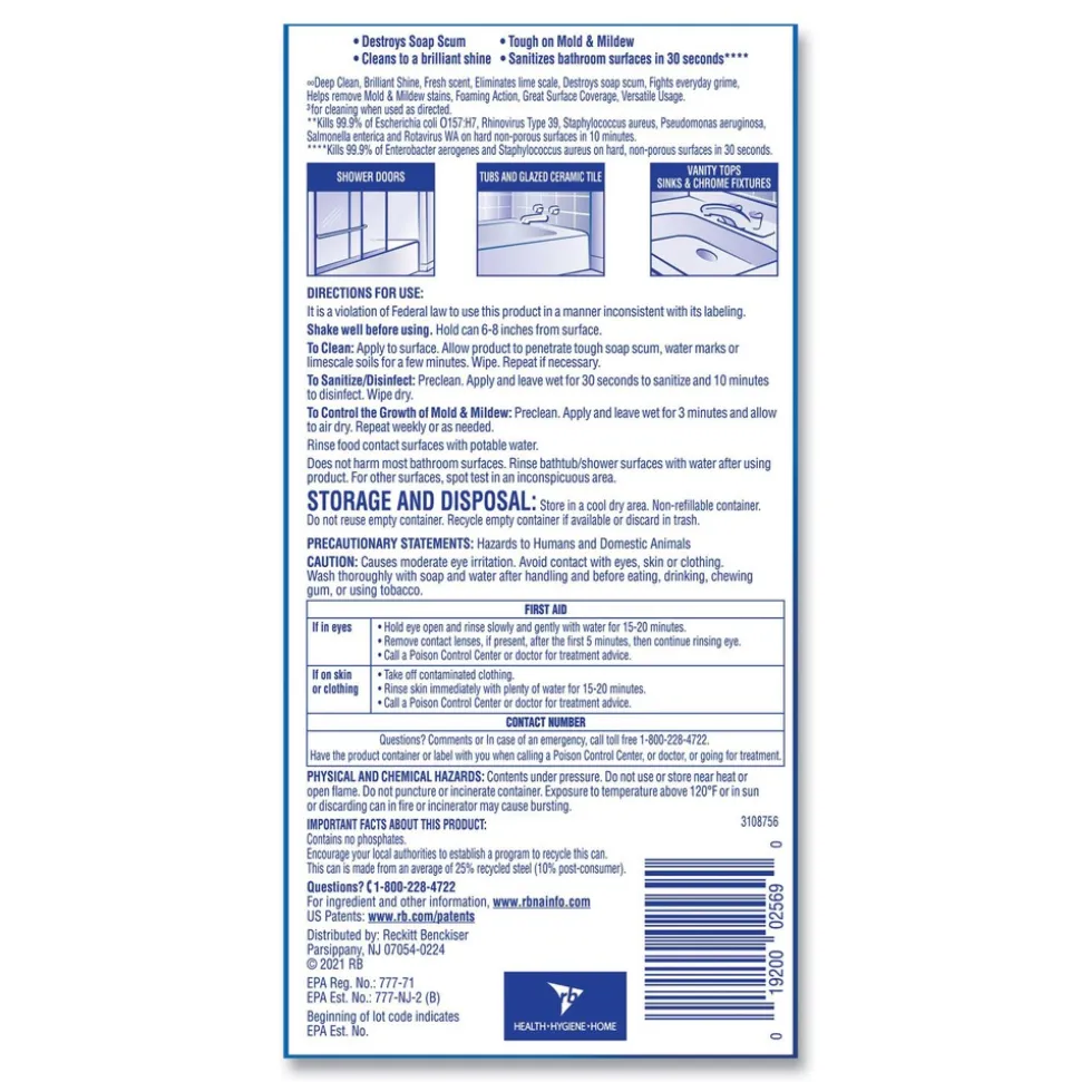 LYSOL Brand 24 oz. Aerosol Spray Power Foam Bathroom Cleaner (12/Carton)