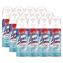 LYSOL Brand 1.5 oz Aerosol To Go Disinfectant Spray - Crisp Linen Scent (12/Carton)