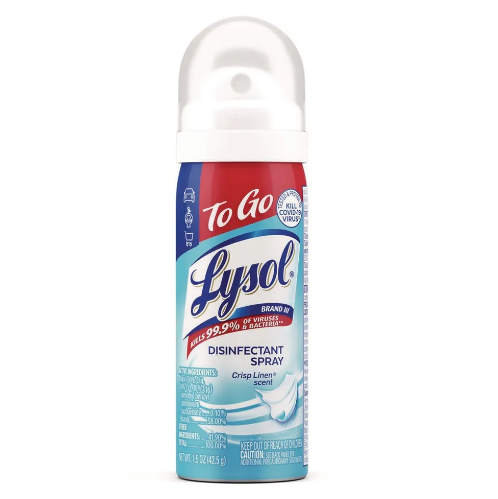 LYSOL Brand 1.5 oz Aerosol To Go Disinfectant Spray - Crisp Linen Scent (12/Carton)