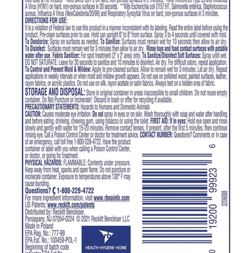 LYSOL Brand 1.5 oz Aerosol To Go Disinfectant Spray - Crisp Linen Scent (12/Carton)