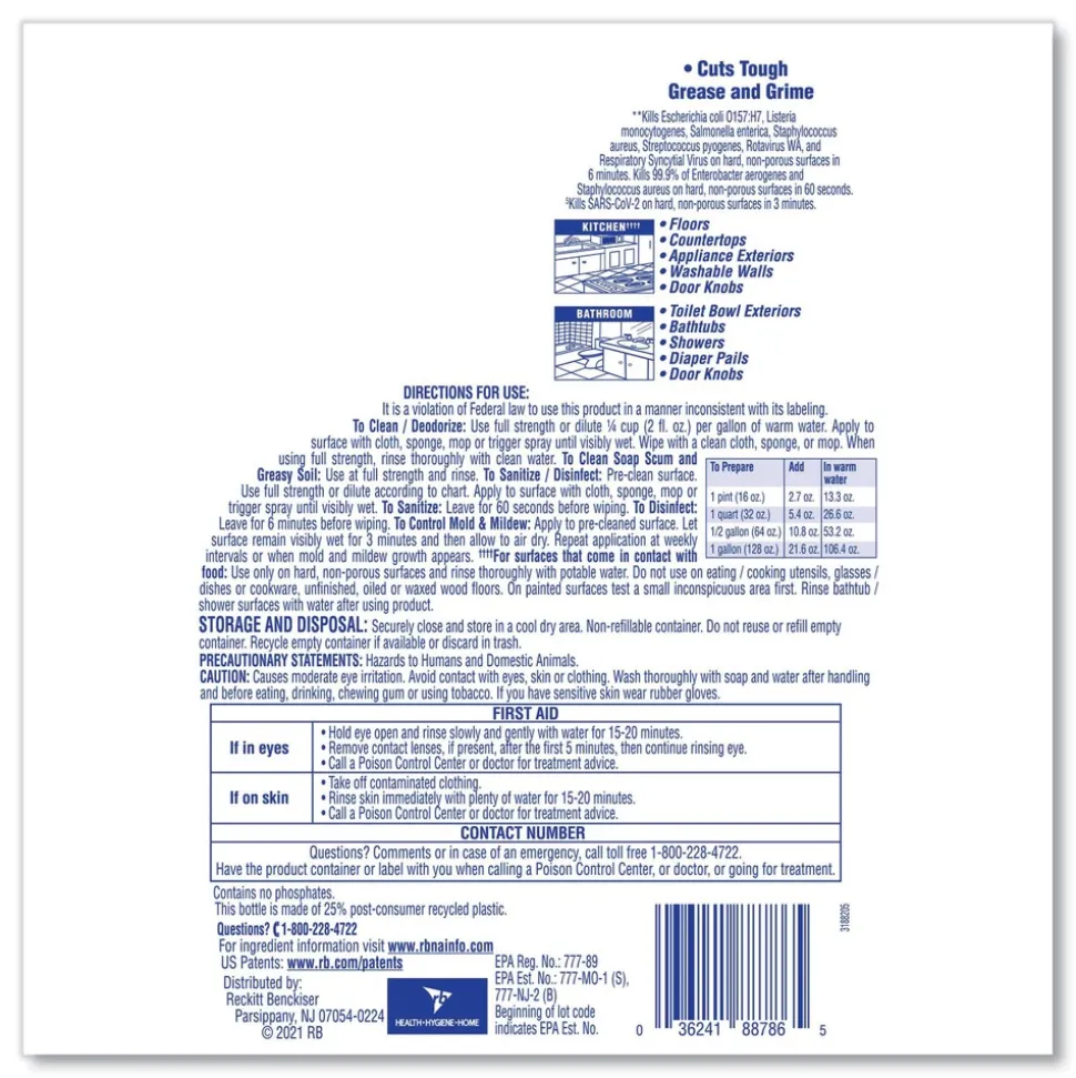 LYSOL Brand 144 oz. Bottle Clean and Fresh Multi-Surface Disinfectant Cleaner - Lavender and Orchid Essence