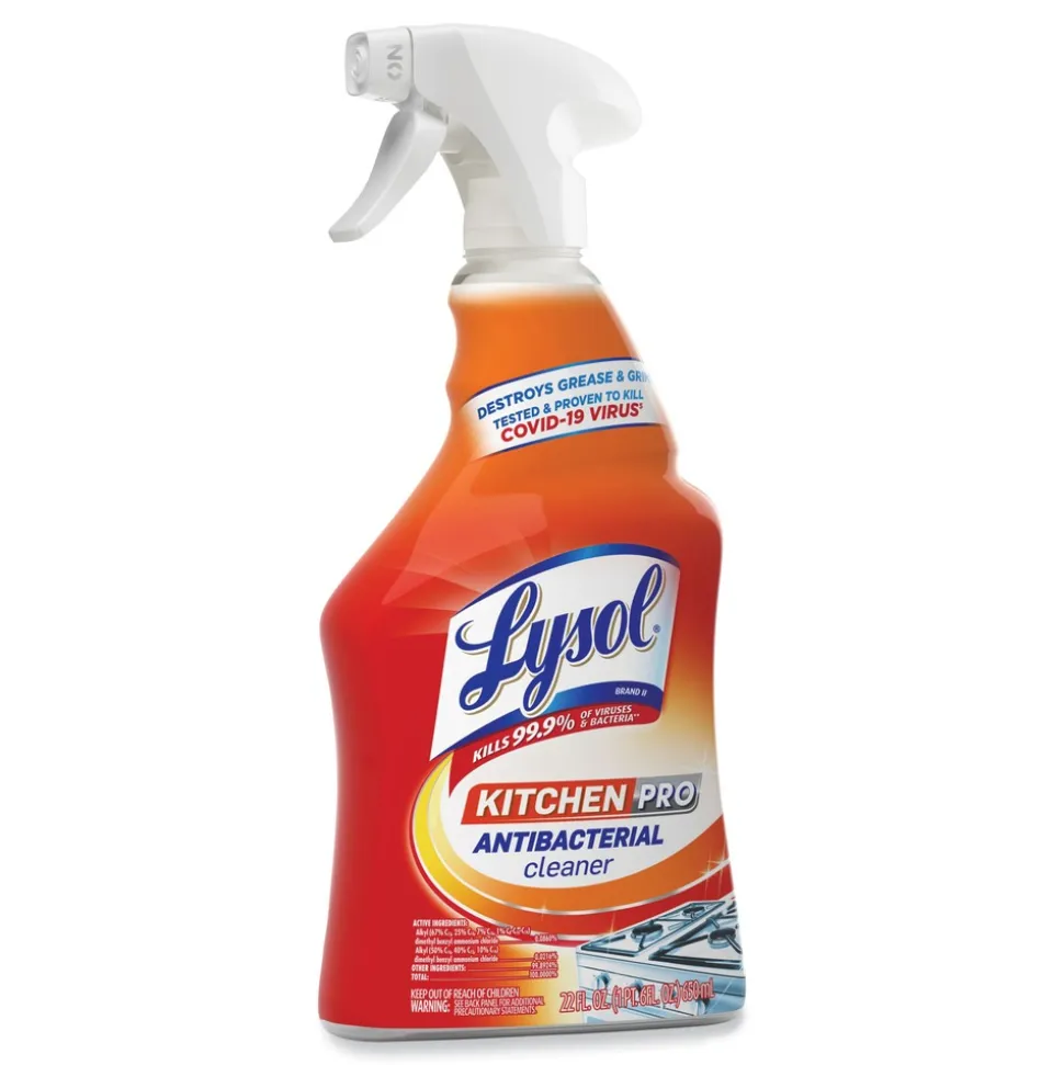 LYSOL Brand 22 oz. Spray Bottle Kitchen Pro Antibacterial Cleaner - Citrus Scent (9/Carton)
