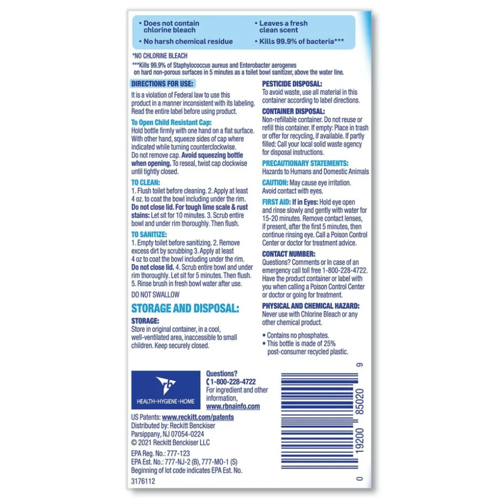 LYSOL Brand 24 oz. Toilet Bowl Cleaner with Hydrogen Peroxide - Ocean Fresh Scent