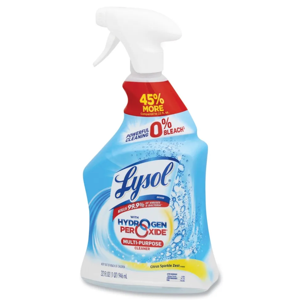 LYSOL Brand 32 oz. Trigger Spray Bottle Multi-Purpose Hydrogen Peroxide Cleaner - Citrus Sparkle Zest (9/Carton)
