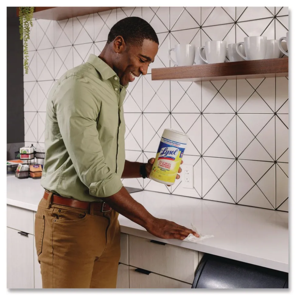 LYSOL Brand 1 Ply 7 in. x 7.25 in. Lemon and Lime Blossom Disinfecting Wipes - White (6/Carton)