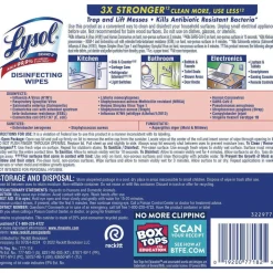 LYSOL Brand 1 Ply 7 in. x 7.25 in. Lemon and Lime Blossom Disinfecting Wipes - White (6/Carton)