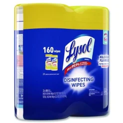 LYSOL Brand 1-Ply 7 in. x 7.25 in. Disinfecting Wipes - Lemon and Lime Blossom Scent, White (3/Carton)