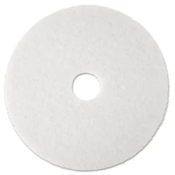 3M 4100 13 in. Diameter Low-Speed Super Polishing Floor Pads - White (5/Carton)