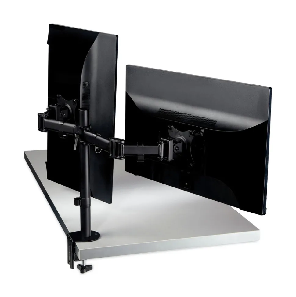 3M 360 Degree Rotation plus45 Degree/-45 Degree Tilt 90 Degree Pan Dual Monitor Mount For 27 in. Monitors Supports 20 lbs. - Black (1/Carton)