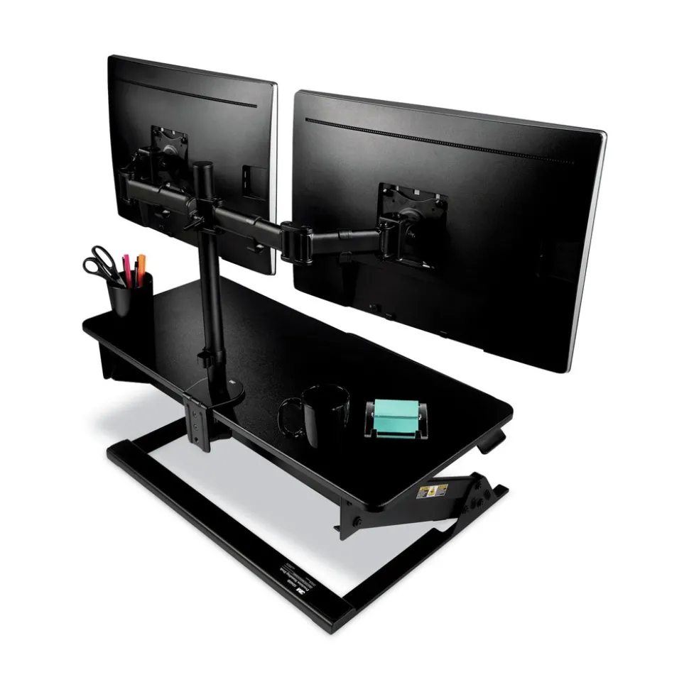 3M 360 Degree Rotation plus45 Degree/-45 Degree Tilt 90 Degree Pan Dual Monitor Mount For 27 in. Monitors Supports 20 lbs. - Black (1/Carton)
