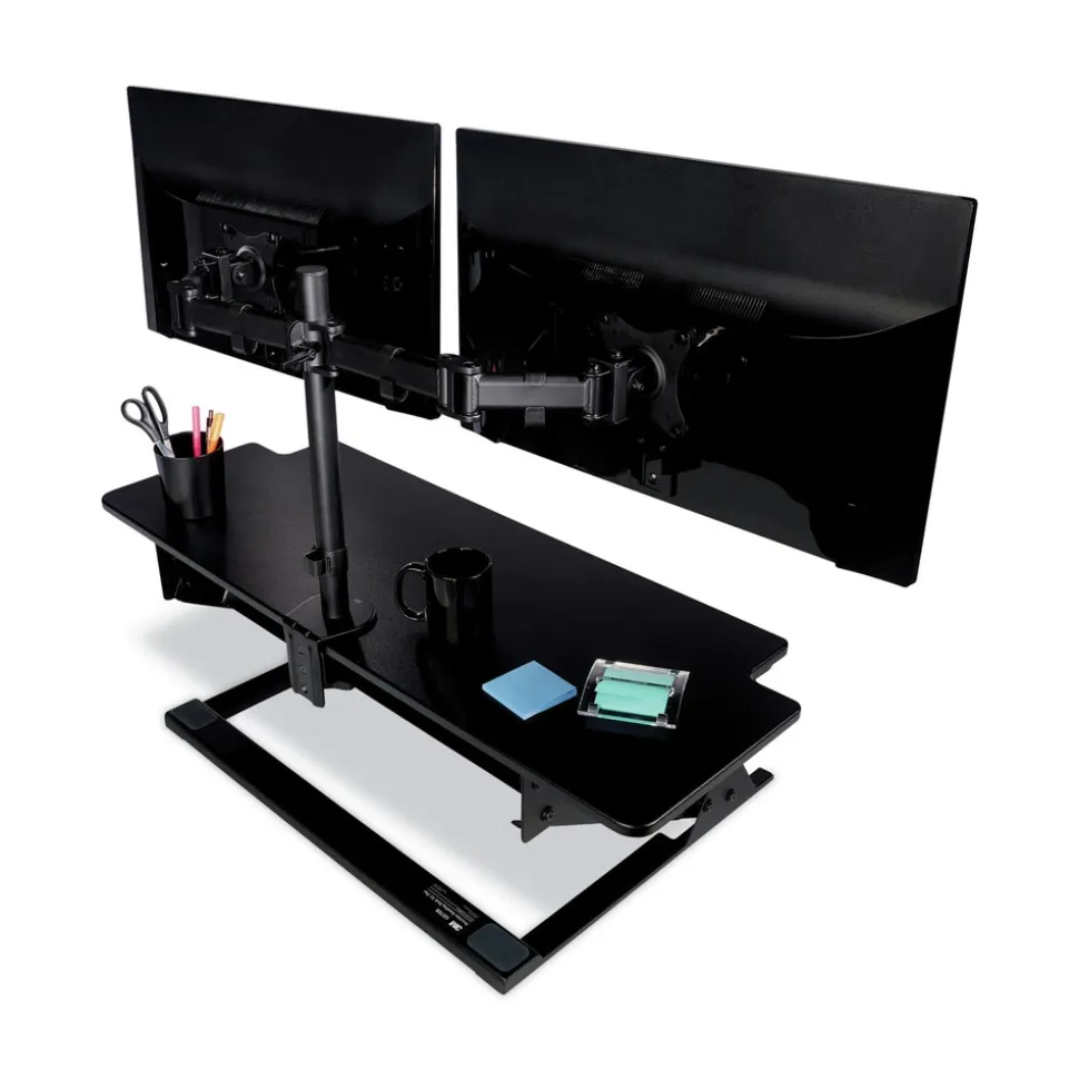 3M 360 Degree Rotation plus45 Degree/-45 Degree Tilt 90 Degree Pan Dual Monitor Mount For 27 in. Monitors Supports 20 lbs. - Black (1/Carton)