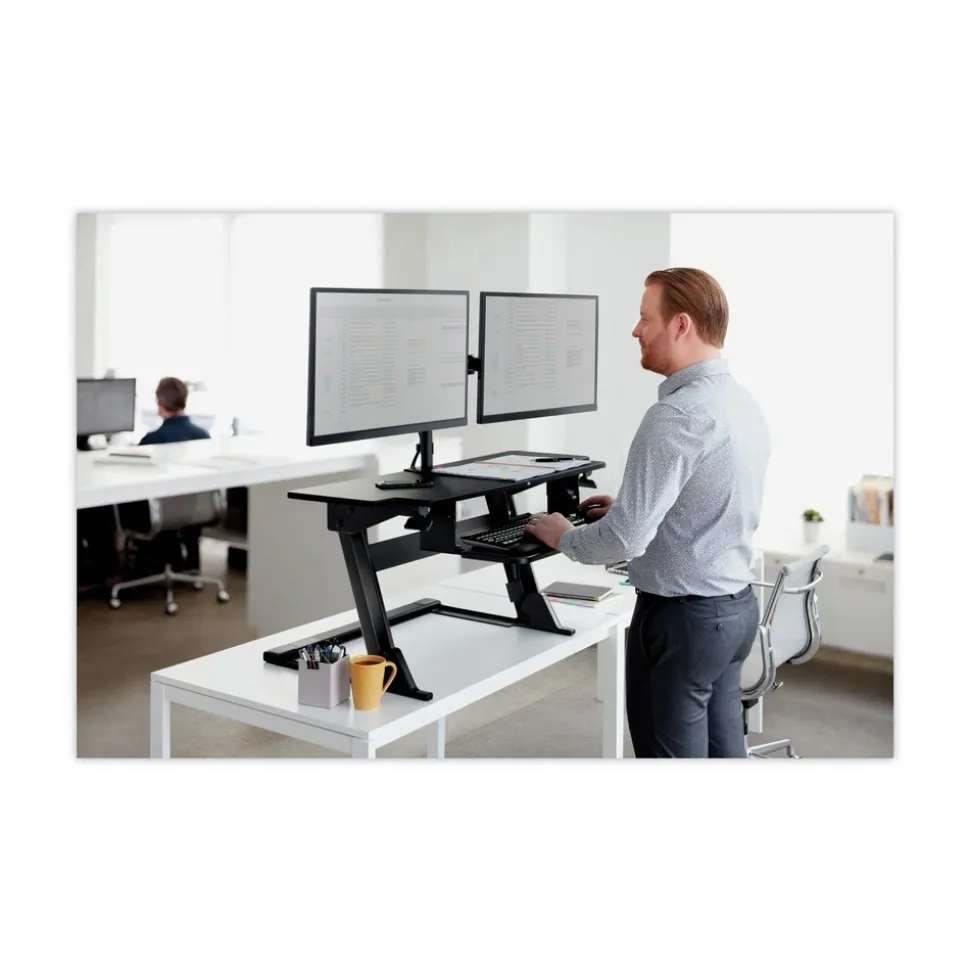 3M 360 Degree Rotation plus45 Degree/-45 Degree Tilt 90 Degree Pan Dual Monitor Mount For 27 in. Monitors Supports 20 lbs. - Black (1/Carton)