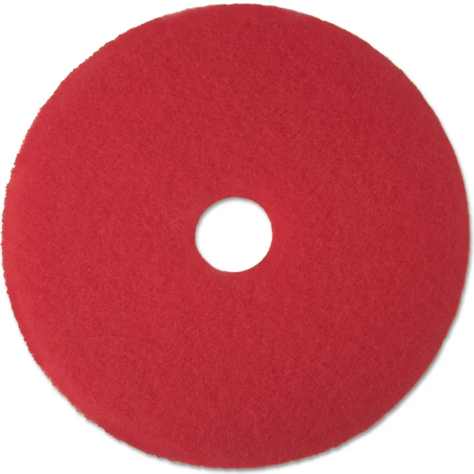 3M 14 in. Low-Speed Buffer Floor Pads - Red (5/Carton)