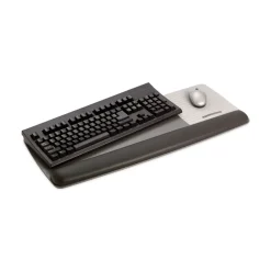 3M 25.5 in. x 10.6 in. Antimicrobial Gel Mouse Pad/Keyboard Wrist Rest Platform - Black/Silver