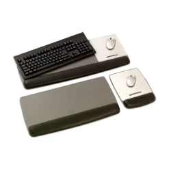 3M 25.5 in. x 10.6 in. Antimicrobial Gel Mouse Pad/Keyboard Wrist Rest Platform - Black/Silver