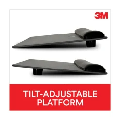 3M 25.5 in. x 10.6 in. Antimicrobial Gel Mouse Pad/Keyboard Wrist Rest Platform - Black/Silver