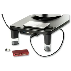 3M 21.6 in. x 9.4 in. x 2.7 in. to 3.9 in. Supports 33 lbs. Monitor Stand - Black/Clear