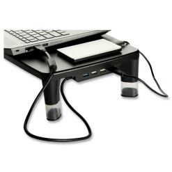 3M 21.6 in. x 9.4 in. x 2.7 in. to 3.9 in. Supports 33 lbs. Monitor Stand - Black/Clear