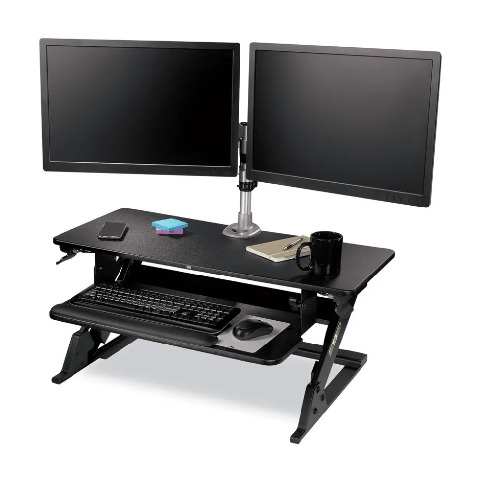 3M 35.4 in. x 22.2 in. x 6.2 in. to 20 in. Precision Standing Desk - Black