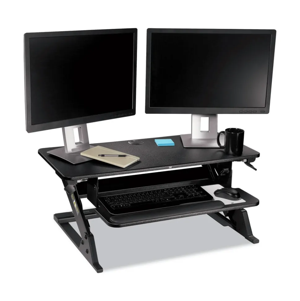 3M 35.4 in. x 22.2 in. x 6.2 in. to 20 in. Precision Standing Desk - Black